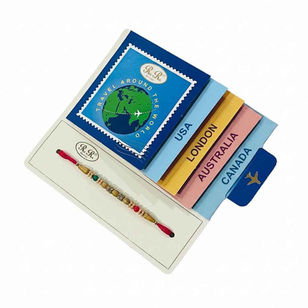 Travel the world Card with sleek rakhi