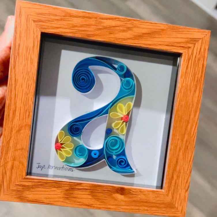 Initial Quilling Art Frame – Personalised Handmade Gift Australia