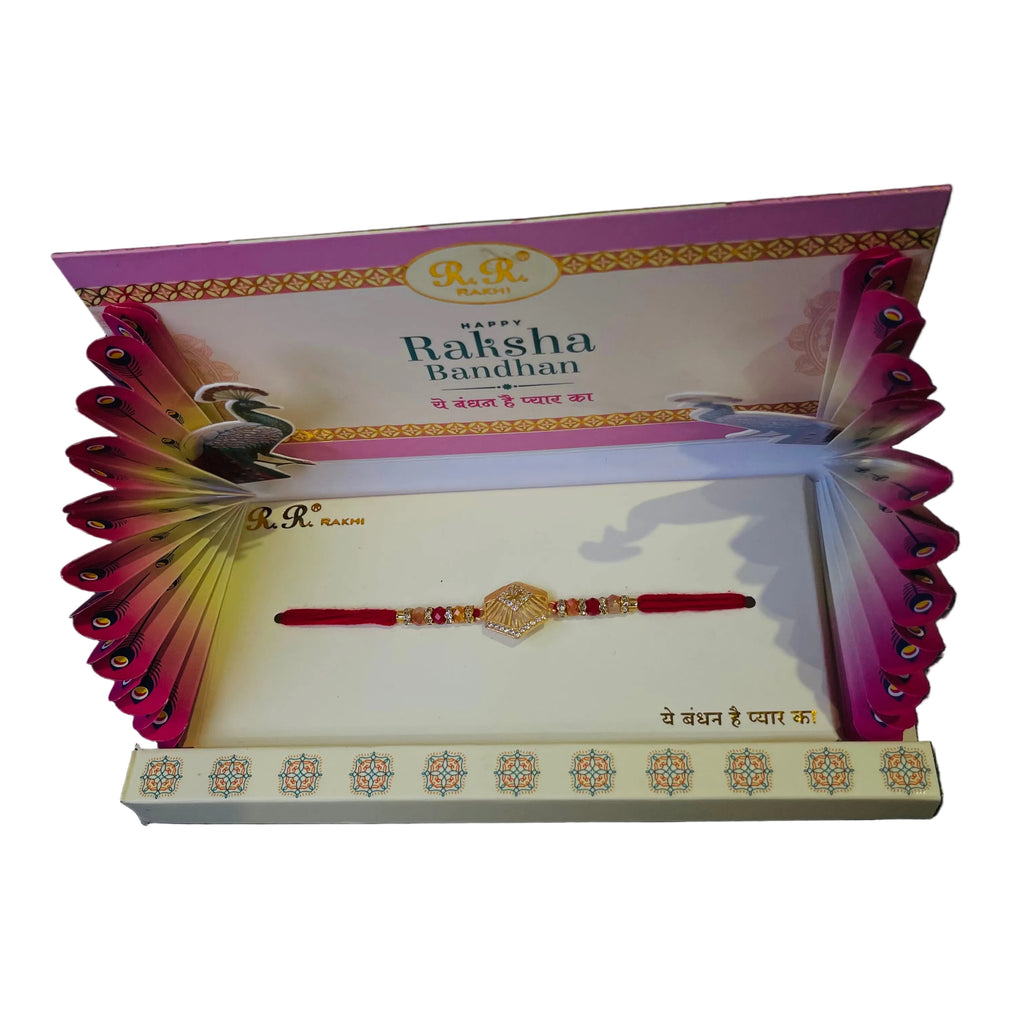 Peacock box with Premium Rakhi for brother