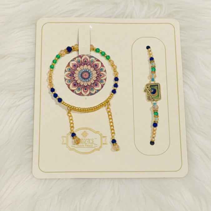 Brother Bhabi Radhe Krishan Rakhi Set – Devotional Rakhi Gift Australia