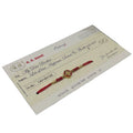 Cheque design Rakhi card for brother