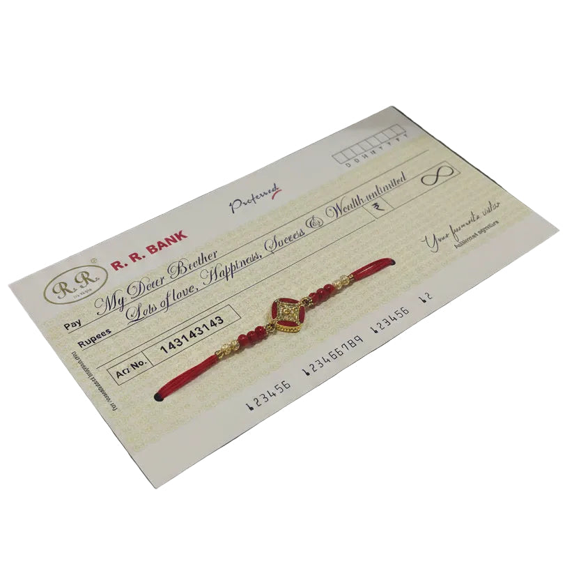 Cheque design Rakhi card for brother