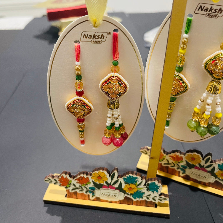 BROTHER BHABI RAKHI SET with Stand