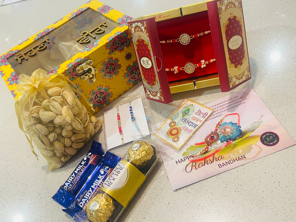 Brother & Bhabi Rakhi hamper( yellow beauty)