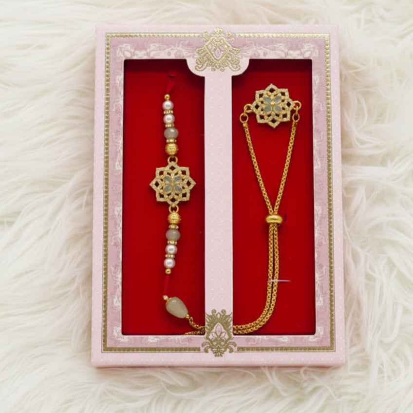 AD Brother Bhabi Rakhi Set – Elegant Handmade Raksha Bandhan Gift Australia