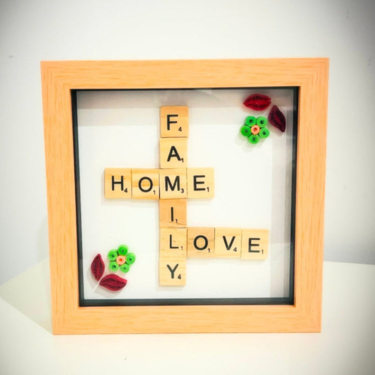 Family Scrabble Quilling Art Frame – Handmade Personalised Gift Australia